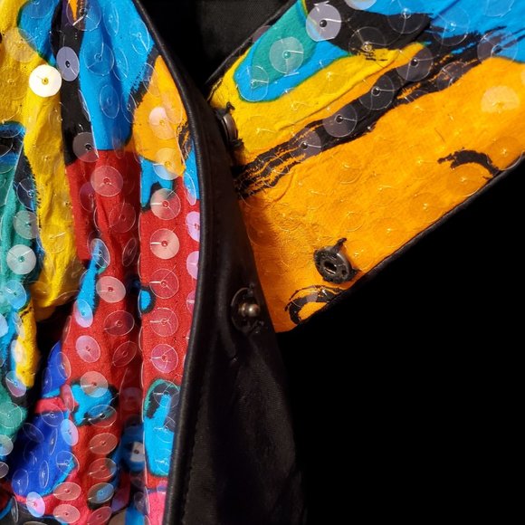 VTG 70s/80s Sequin Party Dress Women's S Colorful Midi Sheath Lined Zip Close - Picture 10 of 10